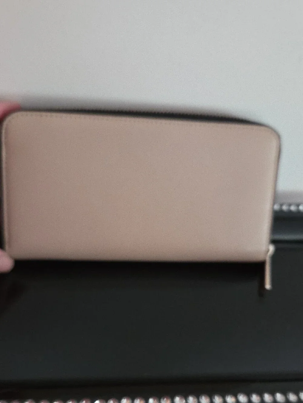 kate spade Two-Tone Black and Beige Saffiano Zip Wallet